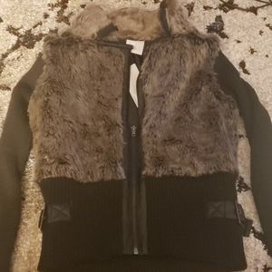 Lola faux fear sweater zip jacket size large